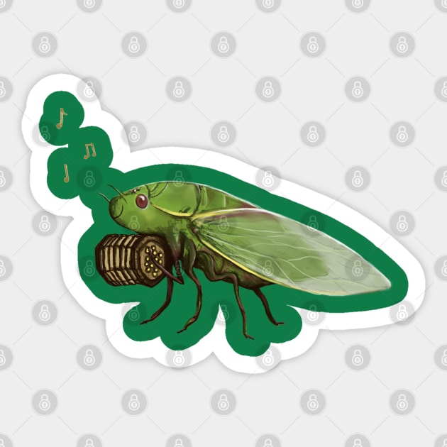 Cicada Playing a Squeezebox Sticker by Sophie Corrigan
